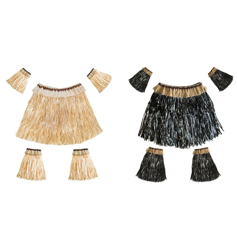 Hawaiian Style Party Grass Skirt Suit