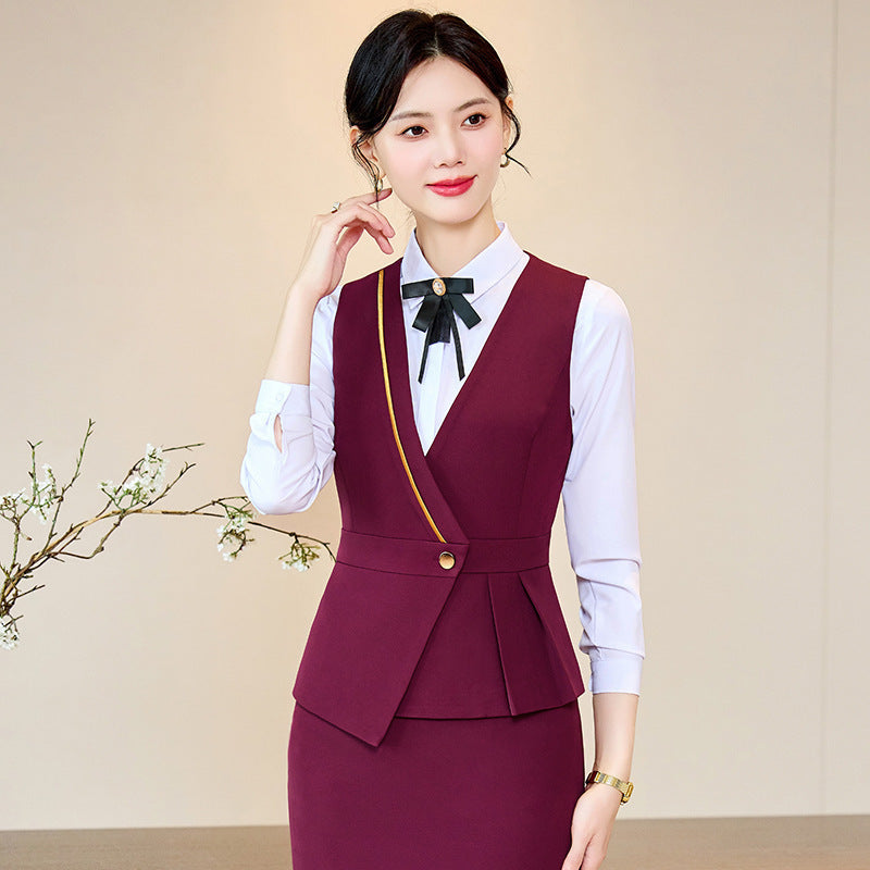 Business Suit Female Wine-red Vest