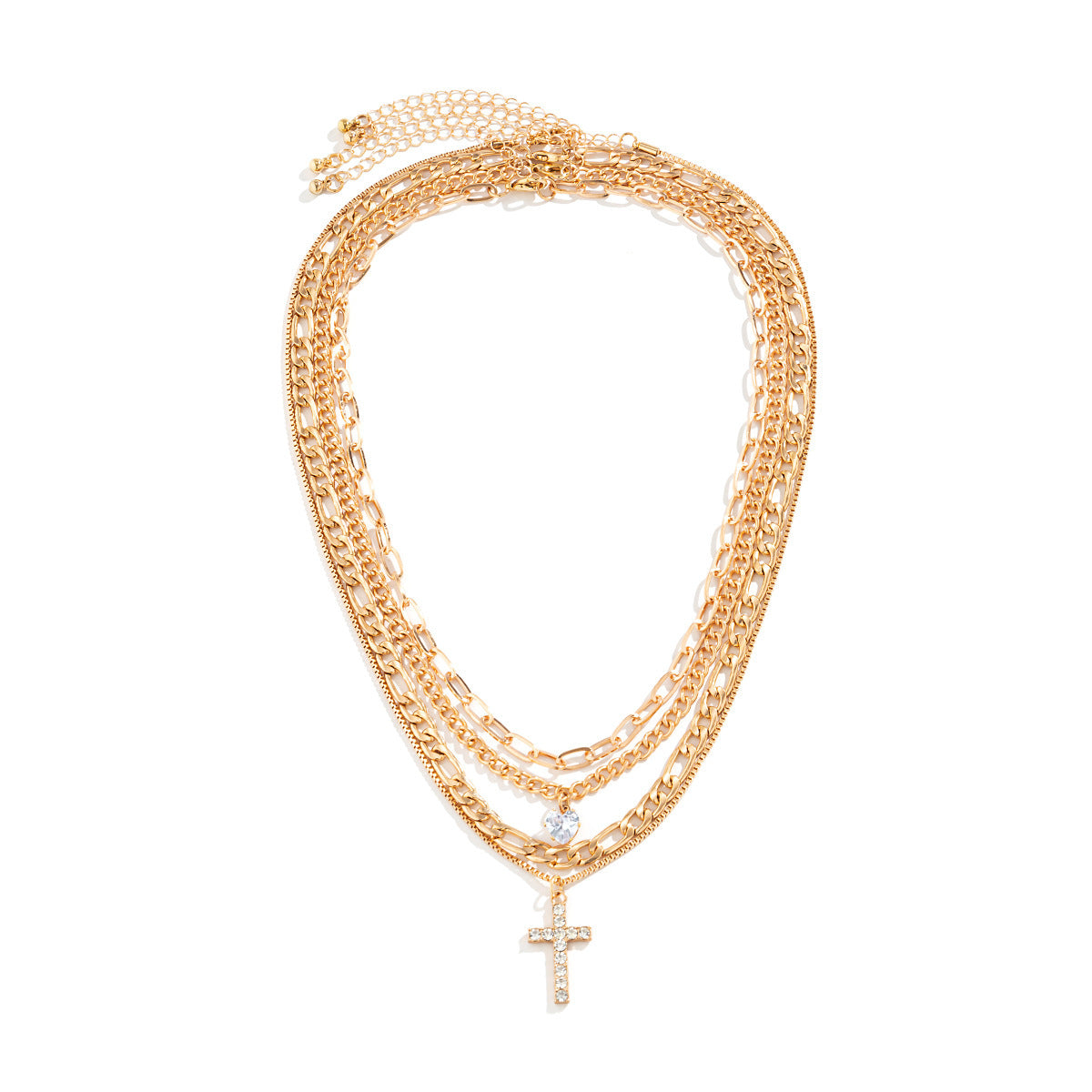 Mix And Match Cross Chain Necklace Personality Diamond Stud