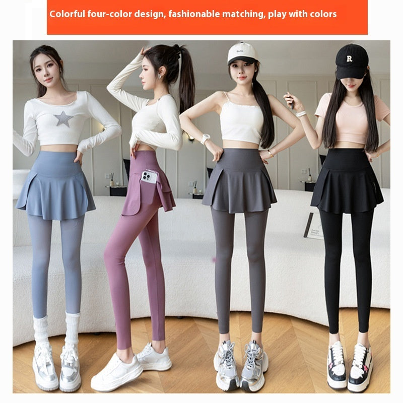 Spring New Fake Two-piece Outer Wear Sports Yoga Pants Women