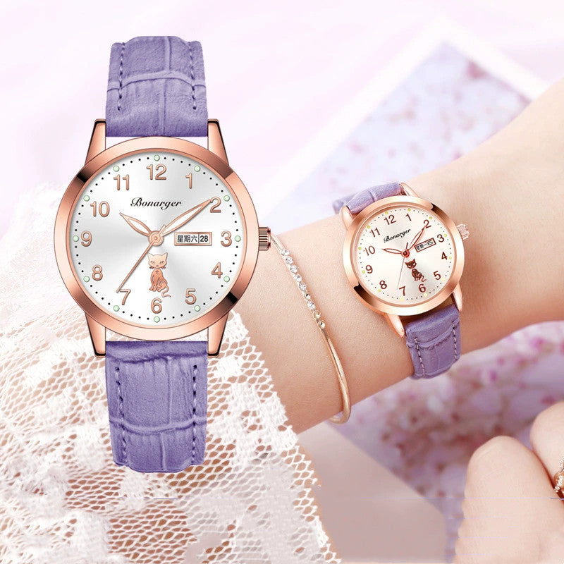 Women's Luminous Quartz Watch With Simple Waterproof Belt