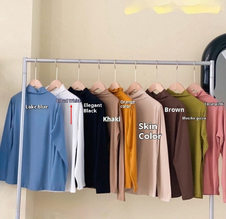 Half Turtleneck Solid Color Inner Wear Slim Fit Long-sleeved T-shirt Women