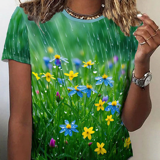 Summer Women's Round Neck T-shirt