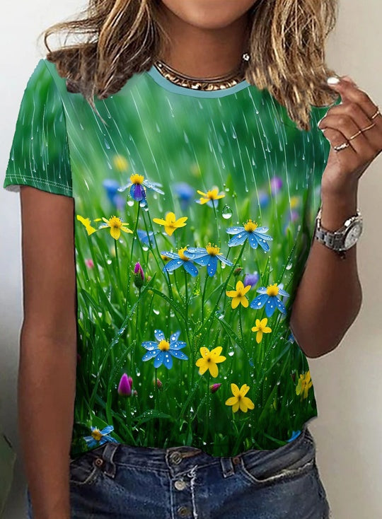 Summer Women's Round Neck T-shirt