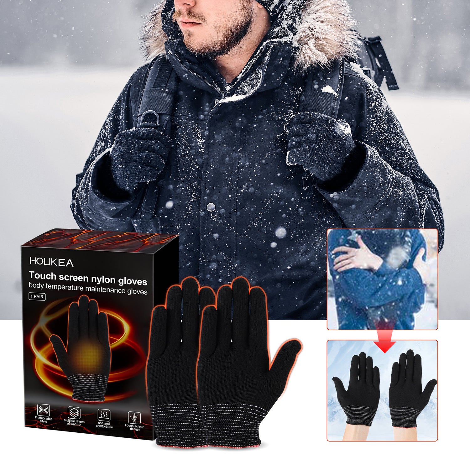 Nylon Gloves For Winter Outdoor Sports Warm Gloves