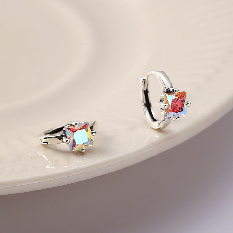 925 Sterling Silver Color Zircon Earrings