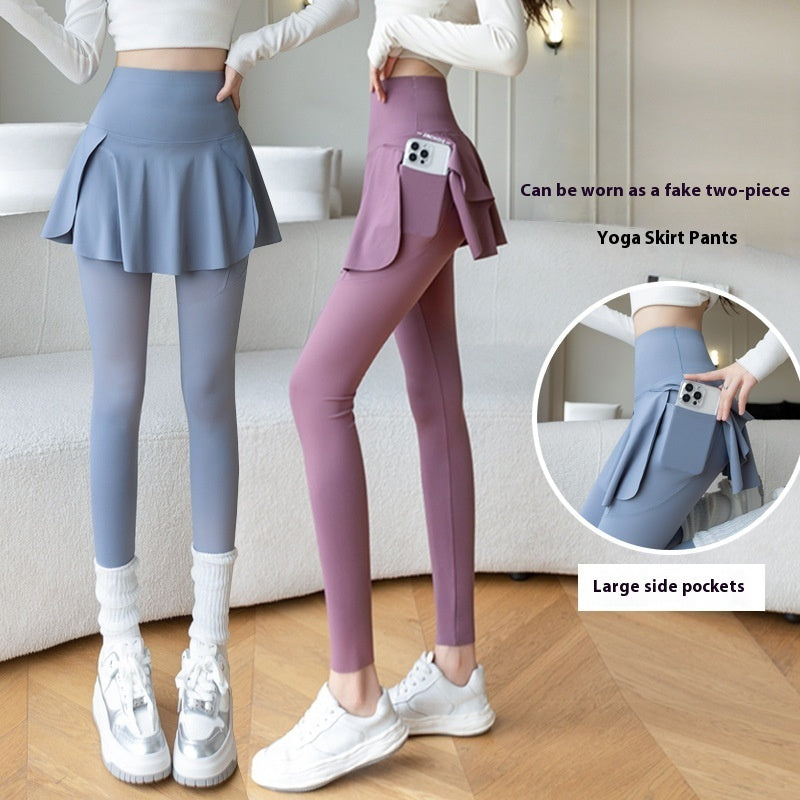 Spring New Fake Two-piece Outer Wear Sports Yoga Pants Women