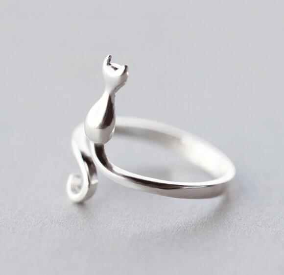 S925 Silver Cat Ring Women Index Finger Ring