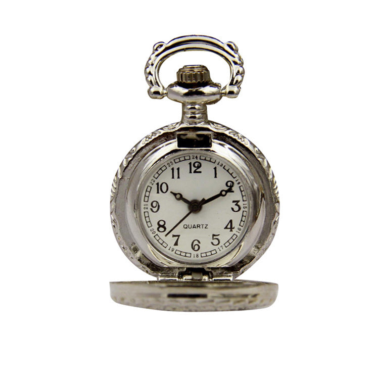 Creative Pocket Watch Necklace Silver Roman Digital Small Pocket Watch