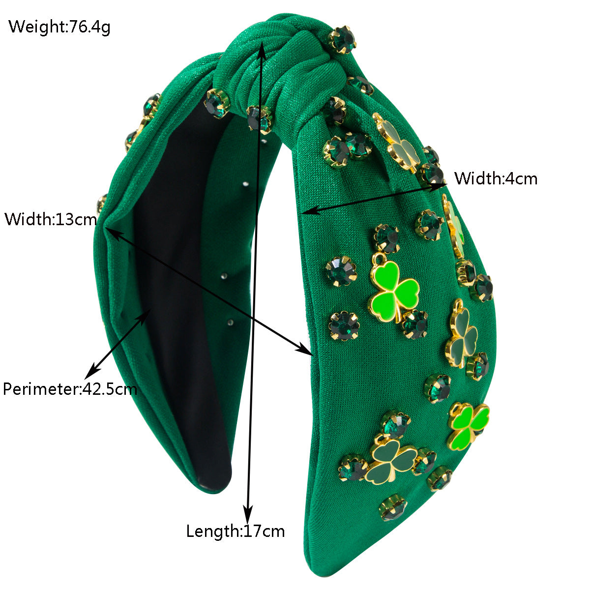 Rhinestone Green Clover Decoration Hair Accessories Hair Hoop Female