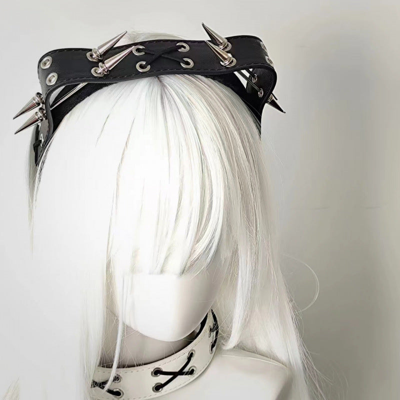 Sharp Claw Kitty Leather Punk Cat Ear Rivet Headband