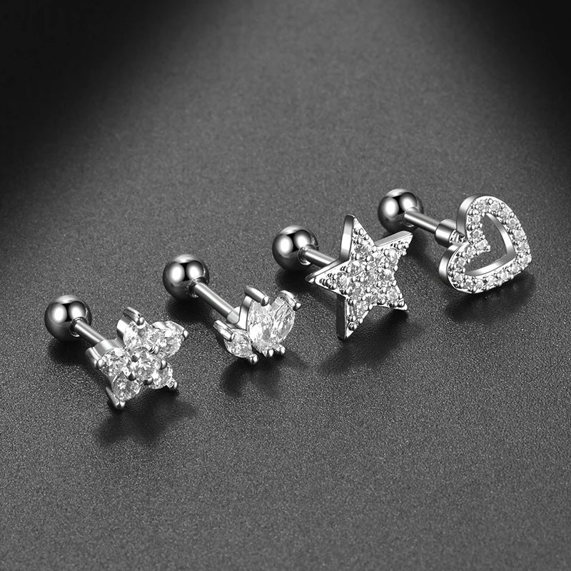 Stainless Steel Micro-inlaid Special-interest Design Butterfly Zircon Earrings