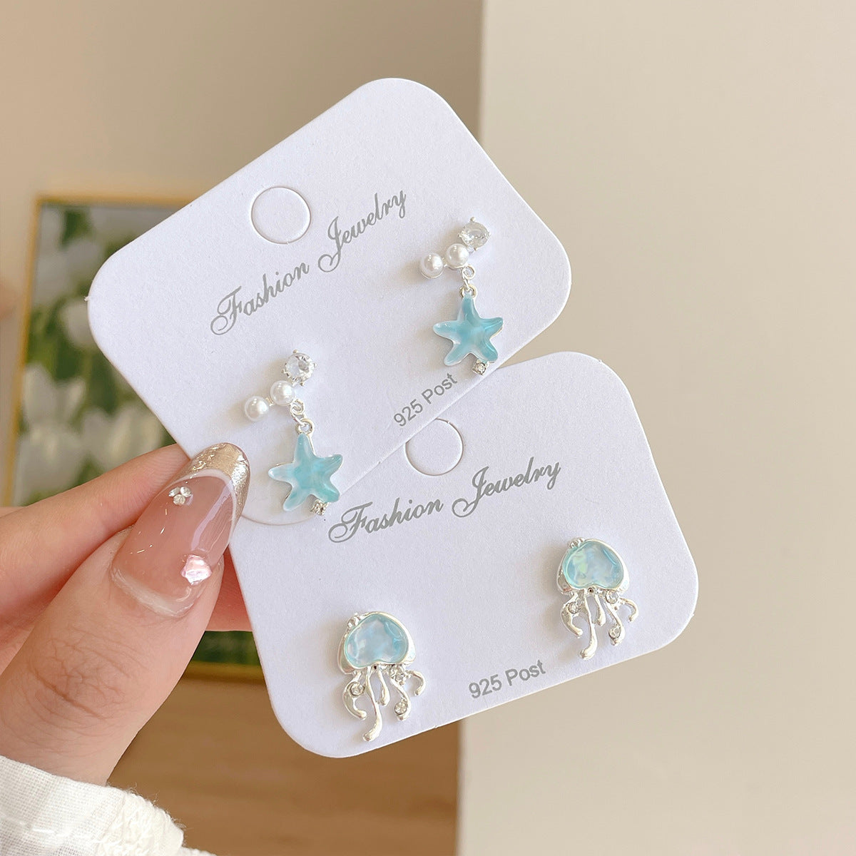 Clear Ocean Jellyfish Earrings Female Silver Needle