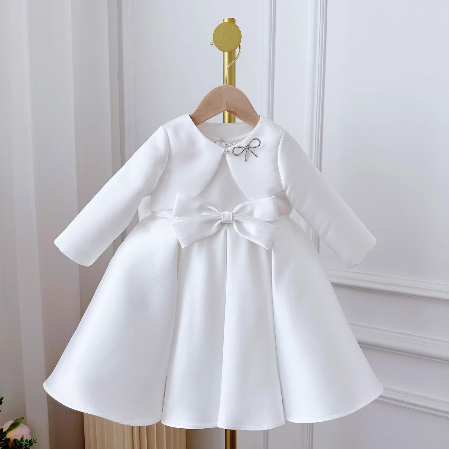 Korean Style Women's Baby Dress White Classic Style Two-piece Set