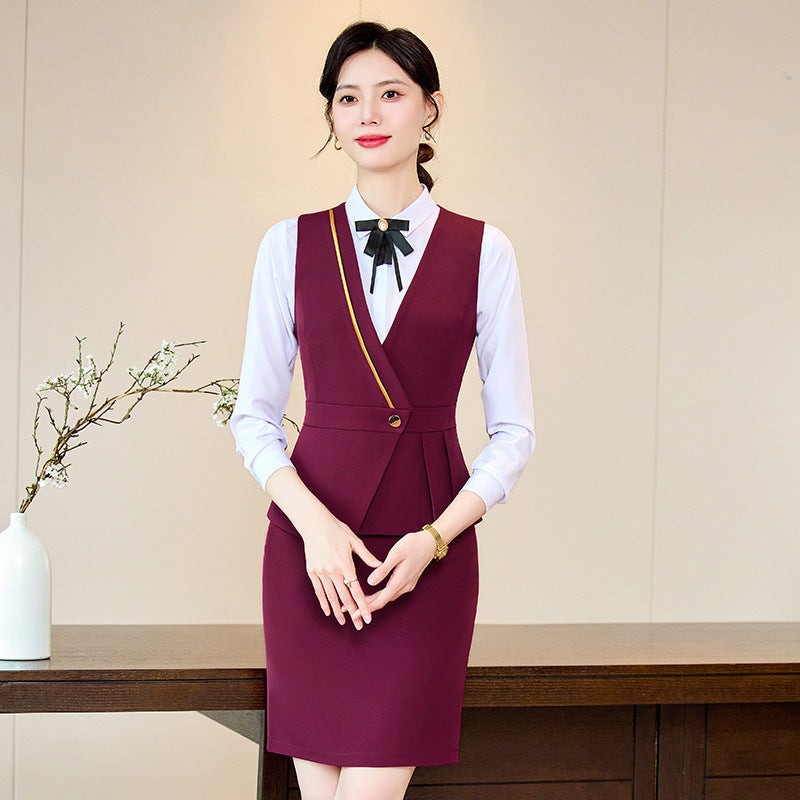 Business Suit Female Wine-red Vest