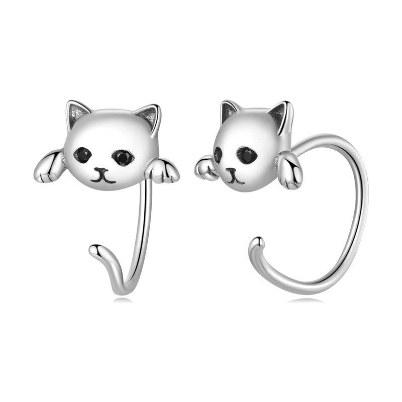 Cat Tail Piercing Ear Stud Earrings Simple Personalized All-match