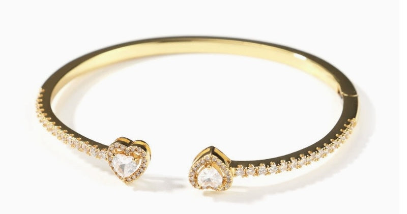 Fine Circle Pairs Of Heart Shape With Diamond Bracelets